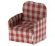 Maileg Sessel aus Baumwolle rot kariert mit Armlehne weiche Sitzmöglichkeit für Maus und Hase Zubehör Puppenhaus Nr. 11-2408-00