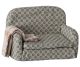 Maileg Schlafsofa aus Baumwolle Muster Beige Grün mit Decke weiche Sitzmöglichkeit für Maus und Hase Zubehör Puppenhaus Nr. 11-2421-00