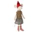 Maileg Weihnachtsmaus Medium Maus Mädchen mit roter Mütze braunem Strickpullover Karo Rock und Streifen Socken Maileg Nr 14-2704-00