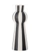 Bloomingville Kerzenhalter EJA Schwarz Weiß Rund 17 cm hoch Streifen Muster Deko Objekt Kerzenständer Nr 82060193