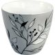Greengate Latte Cup DREW Grau Porzellan Tasse mit Blumen und Blättern 300 ml Greengate Becher Design Nr STWLATDRE8106