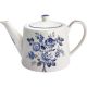 Greengate Teekanne HARMONY Weiß Porzellan Kanne mit Blumen in Blau und Grau für 1 Liter mit Deckel Greengate Geschirr Nr STWTEPHRM0102