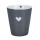 Krasilnikoff Becher Happy Mug HEART CHARCOAL Grau mit Herz Weiss Danish Design Nr HM969