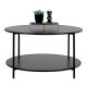 House Nordic Tisch VITA Schwarz Rund 80x45 cm Metallbeine Tischplatte aus Holz Sofatisch mit Ablagefach Möbel Design Nr 2101510