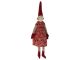 Maileg Pixy Mädchen Wichtel Größe 2 im roten Kleid mit Blatt Muster Shirt mit Streifen in Rot 31 cm Magnete in Händen Maileg Weihnachtswichtel Nr 14 3420 01