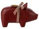 Maileg Schwein Kerzenhalter Klein Rot Holzschwein mit Schleife creme rot Weihnachtsdeko Kerzenschwein Nr 14-3800-00