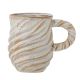 Bloomingville Becher MIRIAM Natur mit Henkel gedrehtes Rillen Design Kaffeebecher aus Keramik 150ml Bloomingville Geschirr Nr 82060560