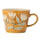 Bloomingville Becher TANGIER Orange Gelb Tasse mit Henkel fröhliches Blumenmotiv Kaffeebecher aus Keramik 255 ml Bloomingville Geschirr Nr 82060877