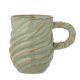 Bloomingville Becher MIRIAM Grün mit Henkel gedrehtes Rillen Design Kaffeebecher aus Keramik 150ml Bloomingville Geschirr Nr 82062036