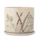 Bloomingville Blumentopf BEA mit Untertasse Creme Weiß 21x18 cm mit Blumen Muster aus Keramik Bloomingville Übertopf Nr 82058376