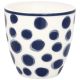 Greengate Mini Latte Cup TIPPA Blau Porzellan Espresso Tasse in Weiß mit dunkelblauem Kreis Muster 130 ml Greengate Becher Design Nr STWMLATPA2506