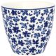 Greengate Latte Cup DAHLA Weiss Porzellan Tasse mit Blumen Muster in Dunkelblau 300 ml Greengate Becher Design Nr STWLATDHL0106