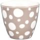 Greengate Latte Cup NEVA Beige Porzellan Tasse mit kreativem Kreis Muster in Weiß 300 ml Greengate Becher Design Nr STWLATNEV5806