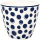 Greengate Latte Cup TIPPA Porzellan Tasse in Weiß mit kreativem Kreis Muster in Dunkelblau 300 ml Greengate Becher Design Nr STWLATTPA2506