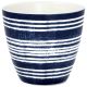 Greengate Latte Cup VALETTA Porzellan Tasse in Blau Weiß gestreift Maritimer Dunkelblauer 300 ml Greengate Becher Design Nr STWLATVLT2506