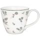 Greengate Becher SABINE Weiß Porzellan Tasse mit Henkel mit feinem grauen Blumen Muster 300 ml Greengate Geschirr Nr STWMUGSAB0106
