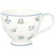 Greengate Teetasse CHRISTINA Weiss Porzellan Tasse mit Blumen Muster in Hellblau 400 ml Greengate Becher Design Nr STWTECCIS0106