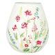 Greengate Vase ELWIN Weiß mit buntenBlumen 20x17 cm Gross Keramik Blumenvase Nr STWVASLELW0102