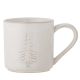 Bloomingville Becher WINTER Weiß Keramik Tasse mit Henkel 300 ml Weihanchtsbecher mit Tannenbaum geprägt Bloomingville Geschirr Nr 82061071