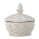Bloomingville Dose PAULINE mit Deckel Natur Weiß hübsche Verzierungen Keramik schöner Griff Aufbewahrungsdose Bloomingville Gefäss Nr 82060740