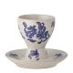 Bloomingville Eierbecher PETUNIA Blau Weiß romantischer Vintage Look Keramik handbemalt Bloomingville Geschirr Nr 82060291