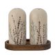 Bloomingville Salz- & Pfefferstreuer BEA Keramik mit Holztablett Natur mit Blumen Muster Crackle Glasur Bloomingvile Geschirr Nr 82058377
