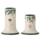 Bloomingville Kerzenhalter GRAZIA Grün Weiß 2er Set Keramik Weihnachtsmotiv mit Tannenzweigen Bloomingville Kerzenständer Nr 82062270