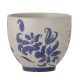 Bloomingville Becher PETUNIA KLEIN Blau Weiß Vintage Look Blumen Motiv Keramik Tasse ohne Henkel 280 ml Bloomingville Geschirr Nr 82055060