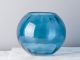 Bloomingville Vase Glas blau 15 cm hoch und rund Blumenvase