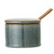 Bloomingville Dose PIXIE mit Deckel und Löffel Grün Keramik Akazienholz Zuckerdose 200 ml Bloomingville Geschirr Nr 22063928