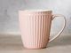 Greengate Becher ALICE Rosa Kaffeebecher mit Henkel Everyday Keramik Geschirr Pale Pink 400 ml Rillenmuster Hygge für jeden Tag