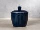 Greengate Zuckerdose ALICE Dunkelblau Everyday Keramik Geschirr Dark Blue Sugar Pot Rillenmuster Hygge für jeden Tag