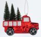 Hänger Auto mit 3 Tannenbäumen Rot Glänzend Weihnachtsdeko Christbaumschmuck Glas Nr. 887.200-16874-GL