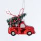 Hänger Kleiner Pick Up Rot mit Tannenbaum Anhänger Weihnachtsbaumschmuck Auto Weihnachtsdeko Nr. 887.200-03429