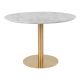 House Nordic Esstisch BOLZANO Marmor Design Standfuss Gold 110 cm grosser runder Tisch HN Nr 2201142
