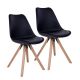 House Nordic Esszimmerstuhl BERGEN Schwarz 2 Stück Stühle Holzbeine Natur HN Produkt Nr 1001022