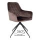 House Nordic Esszimmerstuhl HARBO Braun Samt Drehbar Stuhl mit schwarzen Beinen aus Metall HN Esszimmer Möbel Nr 1001168