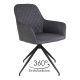 House Nordic Esszimmerstuhl HARBO Dunkelgrau Kunstleder Drehbar Stuhl mit schwarzen Beinen aus Metall HN Esszimmer Möbel Nr 1001166