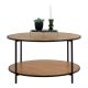 House Nordic Tisch VITA Braun Rund 80x45 cm Metallbeine Schwarz Tischplatte aus Holz Sofatisch mit Ablagefach Möbel Design Nr 2101515