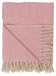 IB Laursen Decke in hell rosa mit creme Fransen Plaid aus Baumwolle 130x160 cm