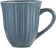 IB Laursen Mynte Becher mit Rillen Cornflower Blau Keramik Geschirr 250 ml Tasse mit Henkel Dunkelblau IB Produkt Nr 2088-09