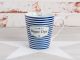 Krasilnikoff Becher Super Opa blau weiß Streifen Happy Mug mit Henkel aus Porzellan