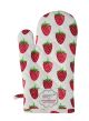 Krasilnikoff Ofenhandschuh Erdbeeren weiß aus Baumwolle mit rotem Erdbeer Motiv