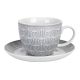 Krasilnikoff Tasse mit Untertasse Blossom Hellgrau Porzellan Tasse 420 ml in grau weiß Model CUP480