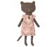 Maileg CHATONS Katze Schwarz Kätzchen in gemustertem Kleid in Creme und Beere Kuscheltier in Nachthemd Nr.16-1904-00