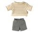 Maileg Kleidung für Junior Teddy 2 teiliges Set mit Shorts und Strick Pulli mit Streifen Maileg Zubehör Nr 16-1822-00