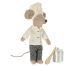 Maileg Kochmaus mit Kochmütze Papa Maus mit Kochtopf und Kochlöffel Mini Spielzeug für Kinder Nr.16-1782-00