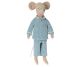 Maileg Maus Medium im blau gestreiftem Pyjama und Schlafmaske Nr 17-2401-00