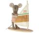 Maileg Strand Maus Surfer kleine Schwester mit Windsurfbrett aus Holz mit Segel Nr 17-2104-00