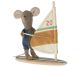 Maileg Strand Maus Surfer kleiner Bruder mit Windsurfbrett aus Holz mit Segel Nr 17-2105-00